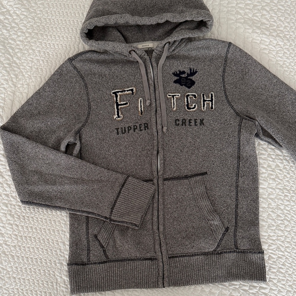 Abercrombie & Fitch Gray Zip-Up Sweater Hoodie